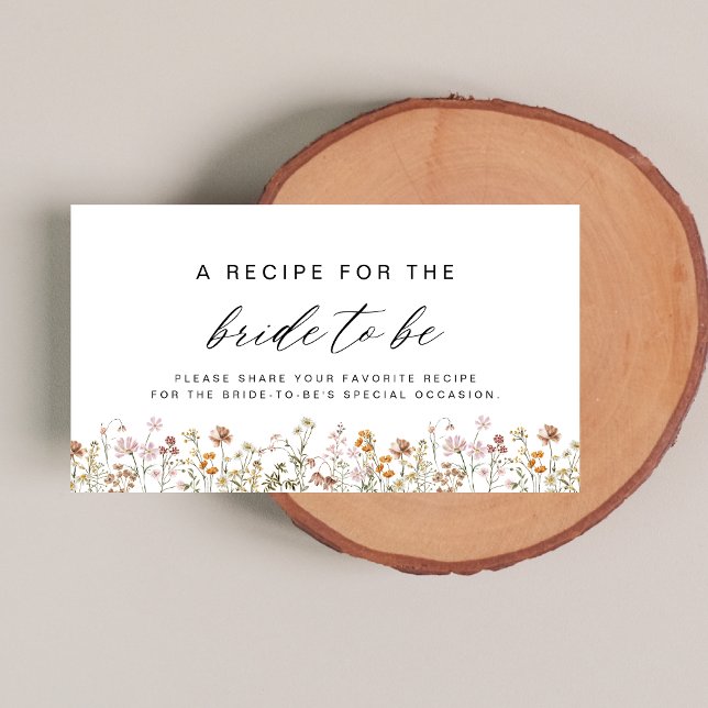 Wildflower Bridal Shower Garden Recipe Share Enclosure Card (Creator Uploaded)