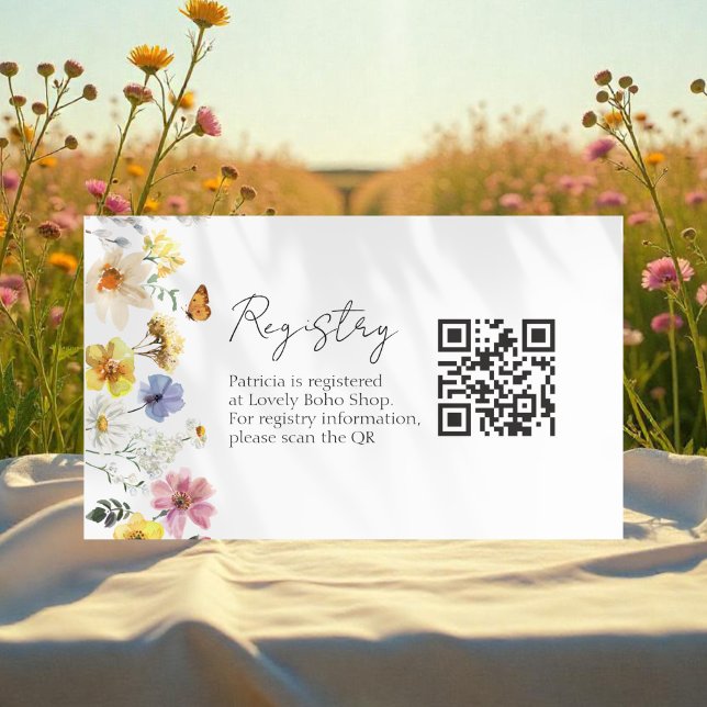 Wildflower Bridal Shower Gift Registry QR Card (Creator Uploaded)
