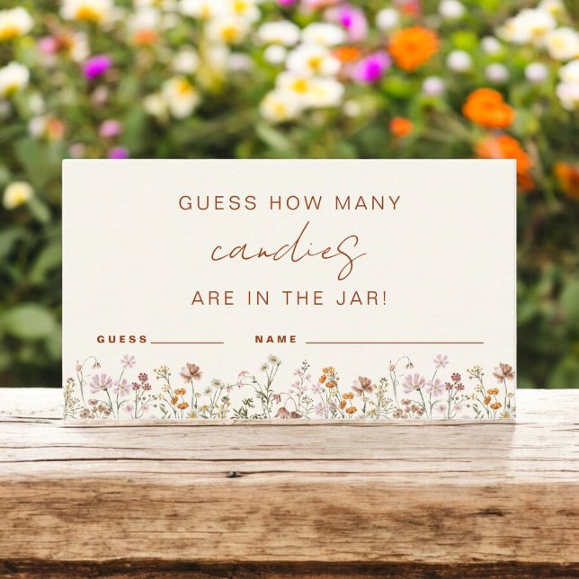 Wildflower Bridal Shower Guess How Many Candy Game Enclosure Card (Creator Uploaded)