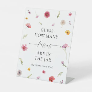 Wildflower Bridal Shower Guess How Many Kisses Pedestal Sign