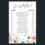 Wildflower bridal shower Guess Who Game Flyer<br><div class="desc">Who knows the Bride best Bridal "Guess Who? "shower game. Wildflower bridal shower design.</div>