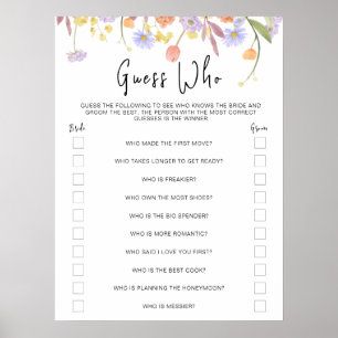 Wildflower Bridal Shower Guess Who Games Poster