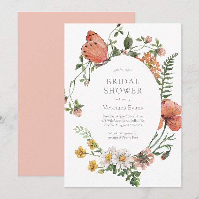 Wildflower Bridal Shower Invitation (Front/Back)