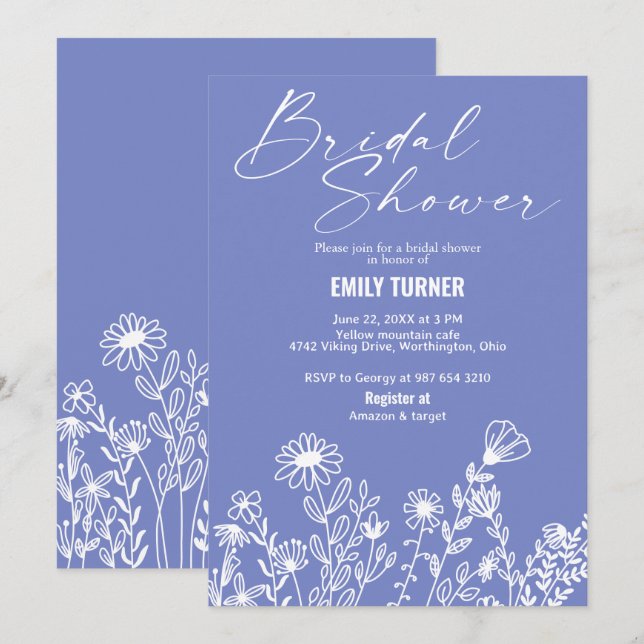 Wildflower Bridal shower Invitation (Front/Back)