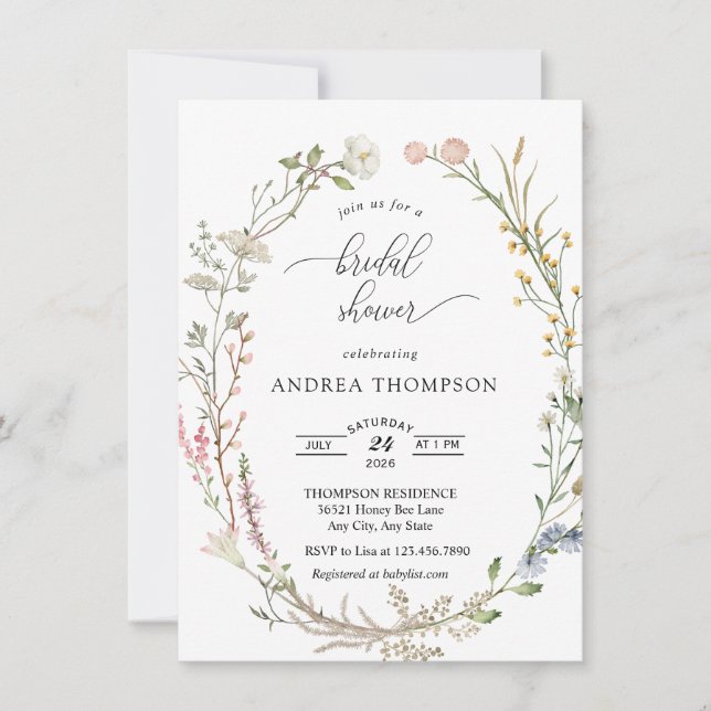 Wildflower Bridal Shower Invitation (Front)