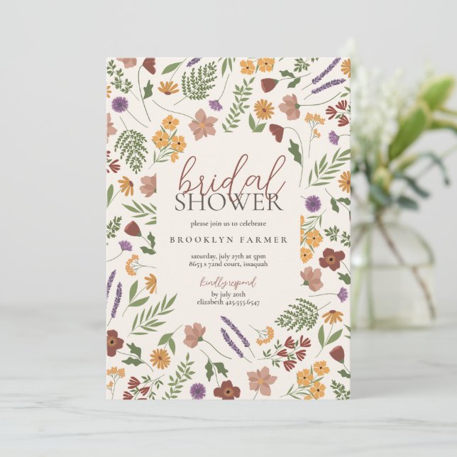 Wildflower Bridal Shower Invitation (Standing Front)