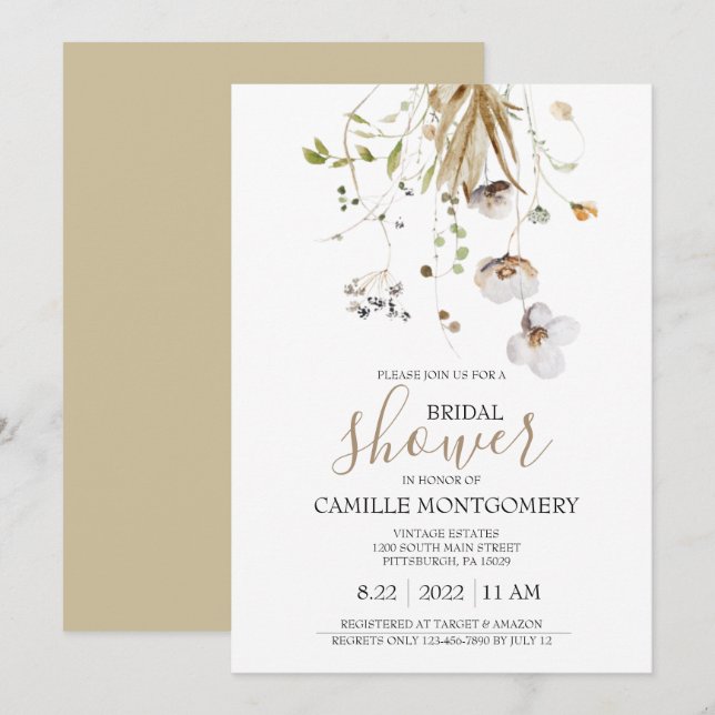 Wildflower Bridal Shower Invitation (Front/Back)