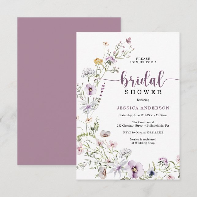 Wildflower Bridal Shower Invitation Card (Front/Back)