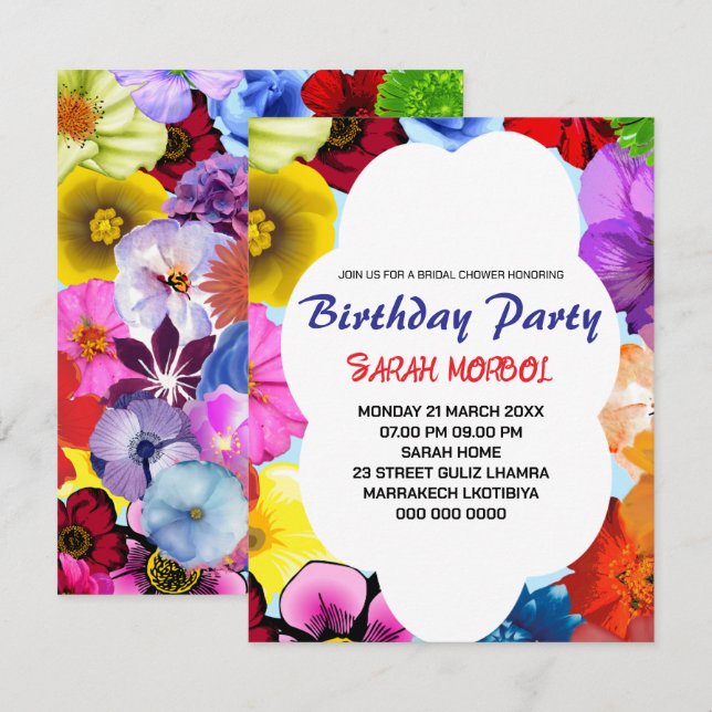 Wildflower Bridal Shower Invitation Template, Edit (Front/Back)