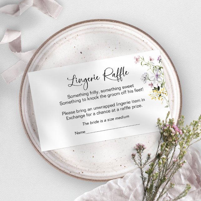 Wildflower Bridal Shower Lingerie Raffle Enclosure Card (Creator Uploaded)