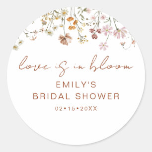 Wildflower Bridal Shower Love is In Bloom Classic Round Sticker