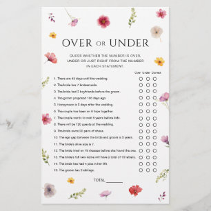 Wildflower Bridal Shower Over or Under Game