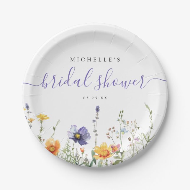 Wildflower Bridal Shower Paper Plate (Front)