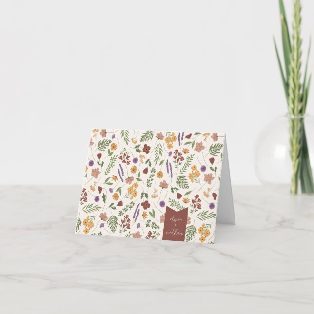 Wildflower Bridal Shower Personalised  Thank You Card (Front)