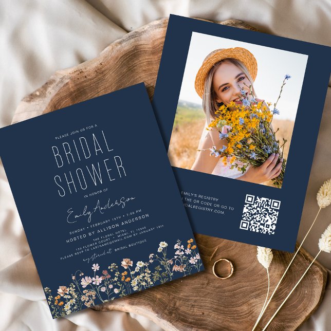 Wildflower Bridal Shower QR Code Photo Invitation (Creator Uploaded)