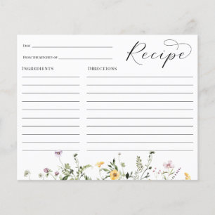 Wildflower Bridal Shower Recipe card