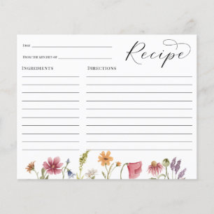 Wildflower Bridal Shower Recipe card