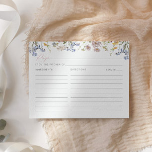 Wildflower Bridal Shower Recipe Card Boho Floral
