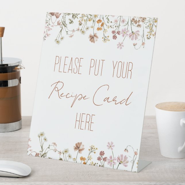 Wildflower Bridal Shower Recipe Card Here Pedestal Sign (In SItu)