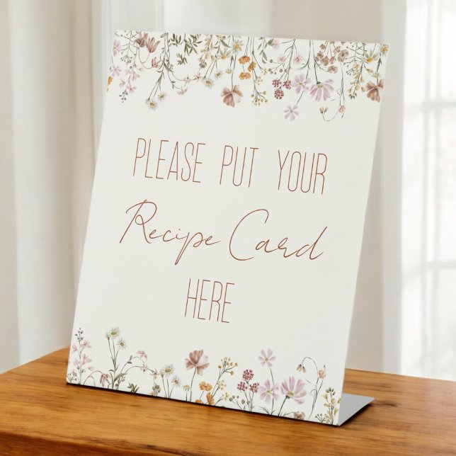 Wildflower Bridal Shower Recipe Card Here Pedestal Sign (Creator Uploaded)