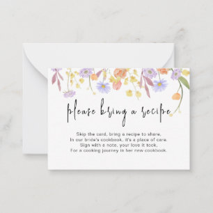 Wildflower Bridal Shower Recipe Request Enclosure Card