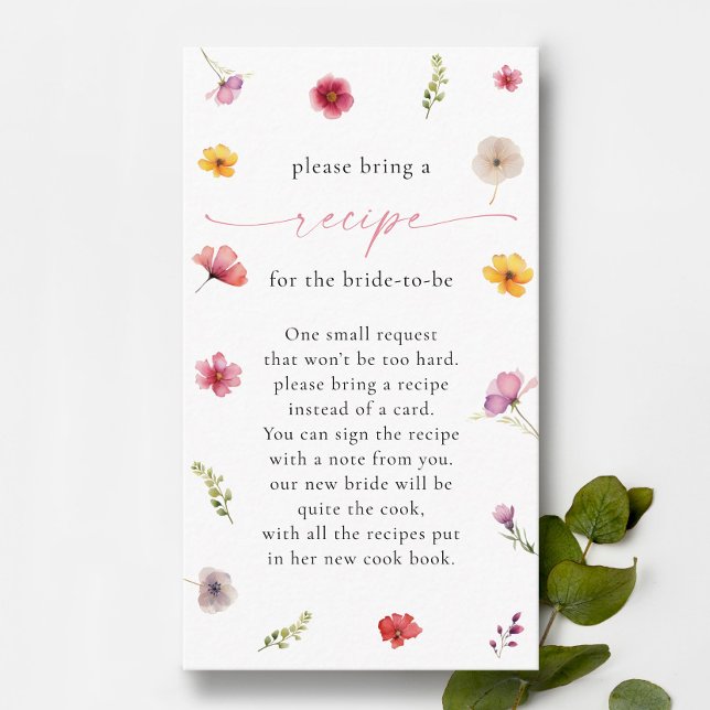 Wildflower Bridal Shower Recipe Request Enclosure Card (Creator Uploaded)