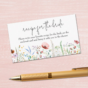 Wildflower Bridal Shower Recipe Request Enclosure Card