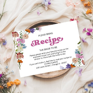 Wildflower Bridal Shower Recipe Request Invitation