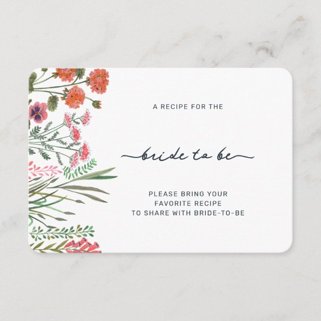 Wildflower Bridal Shower Share A Recipe Enclosure Card (Front)