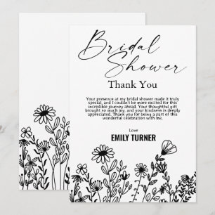 Wildflower Bridal shower thank you card