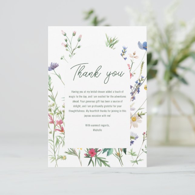 Wildflower Bridal Shower Thank You Card (Standing Front)