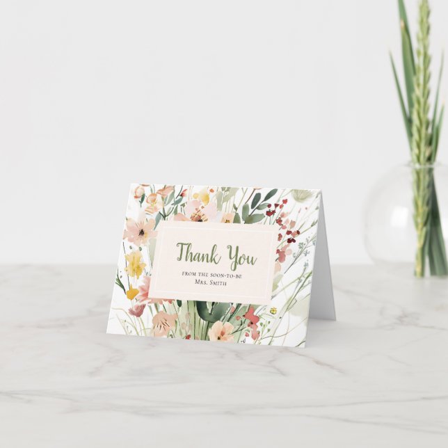 Wildflower Bridal Shower Thank You Card (Front)