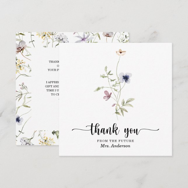 Wildflower Bridal Shower Thank You Card (Front/Back)