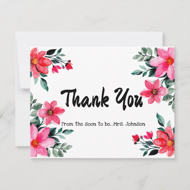 Wildflower Bridal Shower Thank You Card (Front)