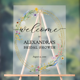 Wildflower Bridal Shower Welcome Acrylic Sign