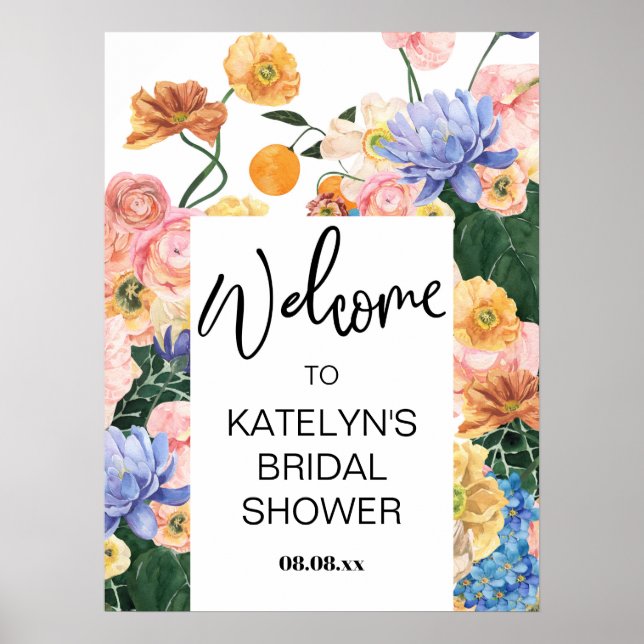 Wildflower Bridal Shower Welcome Sign  (Front)