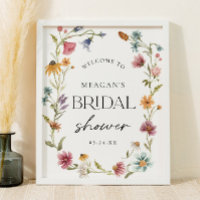Wildflower Bridal Shower Welcome Sign Poster
