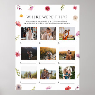 Wildflower Bridal Shower Where Were They Game Card Poster