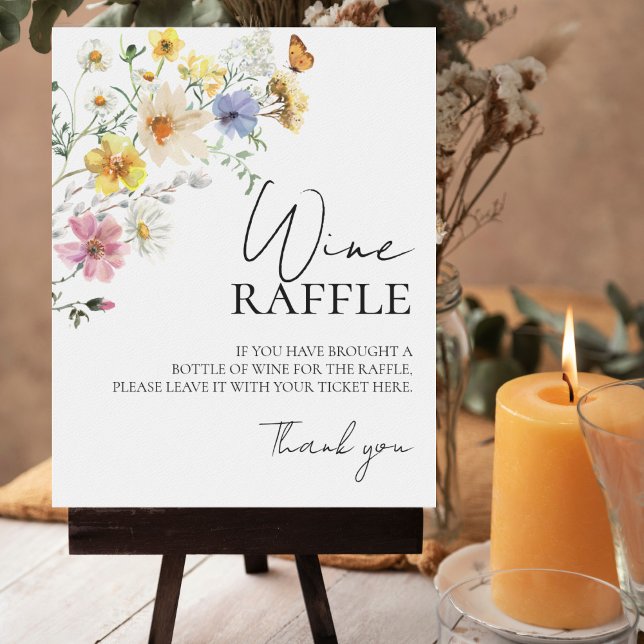 Wildflower Bridal Shower Wine Raffle Game Sign (Creator Uploaded)