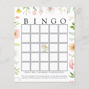 Wildflower Bridal Tea Bingo Game Card