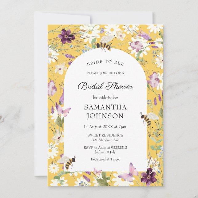 Wildflower Bride to Bee Bridal Shower  Invitation (Front)