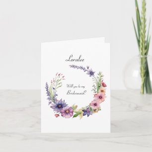 Wildflower Bridesmaid Proposal Folded Invitation
