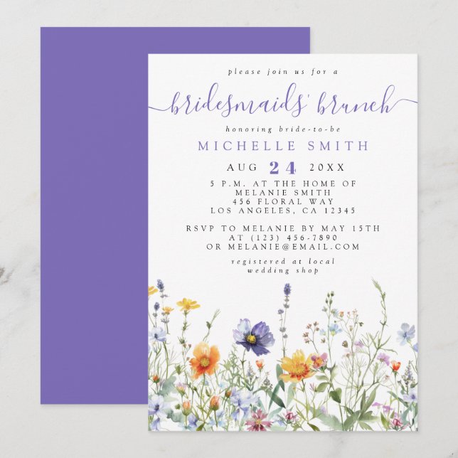 Wildflower Bridesmaids Brunch Invitation (Front/Back)