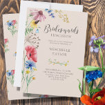 Wildflower Bridesmaids Luncheon Country Floral Invitation<br><div class="desc">Wildflower bridesmaids Luncheon invitation with watercolor wild flowers. This rustic country botanical design has a pretty border of wildflowers including daisy poppy cornflower coneflower buttercup seedhead and bluebell. An elegant modern floral with girly,  bohemian garden theme. Please browse my store in the Wildflower Charm collection,  for matching items.</div>