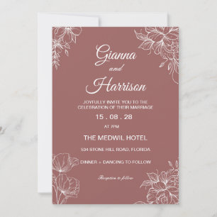 Wildflower Brown Clear Wedding Invitation
