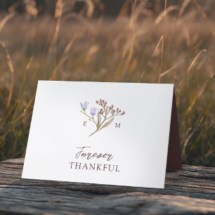 Wildflower brown fall wedding photo QR code link Thank You Card