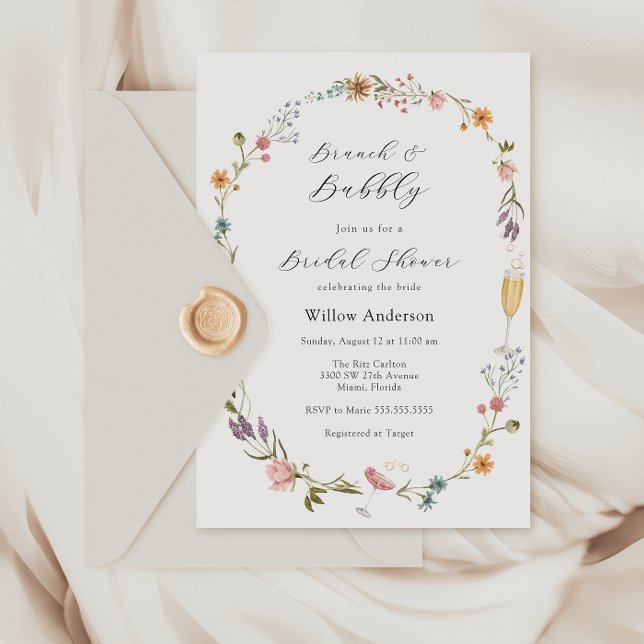 Wildflower Brunch and Bubbly Bridal Shower  Invita Invitation (Creator Uploaded)