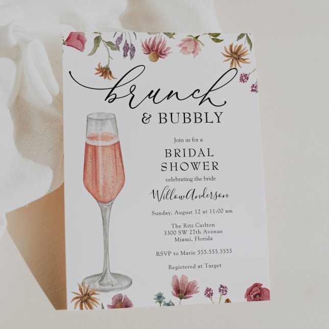 Wildflower Brunch and Bubbly Bridal Shower Invitation (Creator Uploaded)