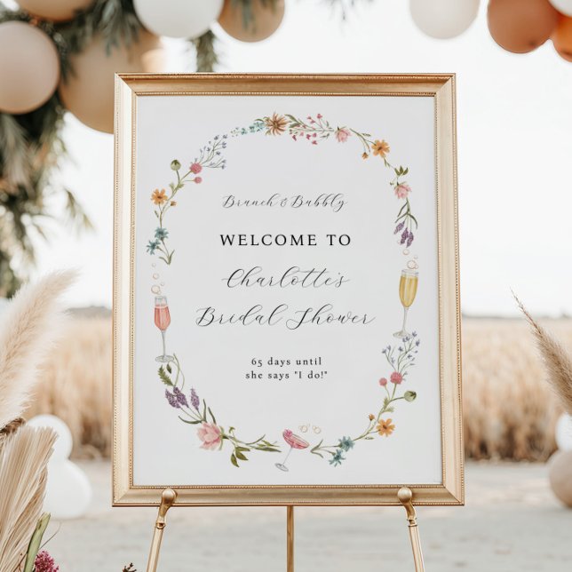 Wildflower Brunch and Bubbly Bridal Shower Welcome Poster (Creator Uploaded)