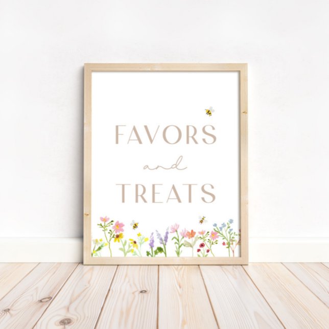 Wildflower Bumblebee Floral Favours and Treats Sig Poster (Find matching items in our shop!)